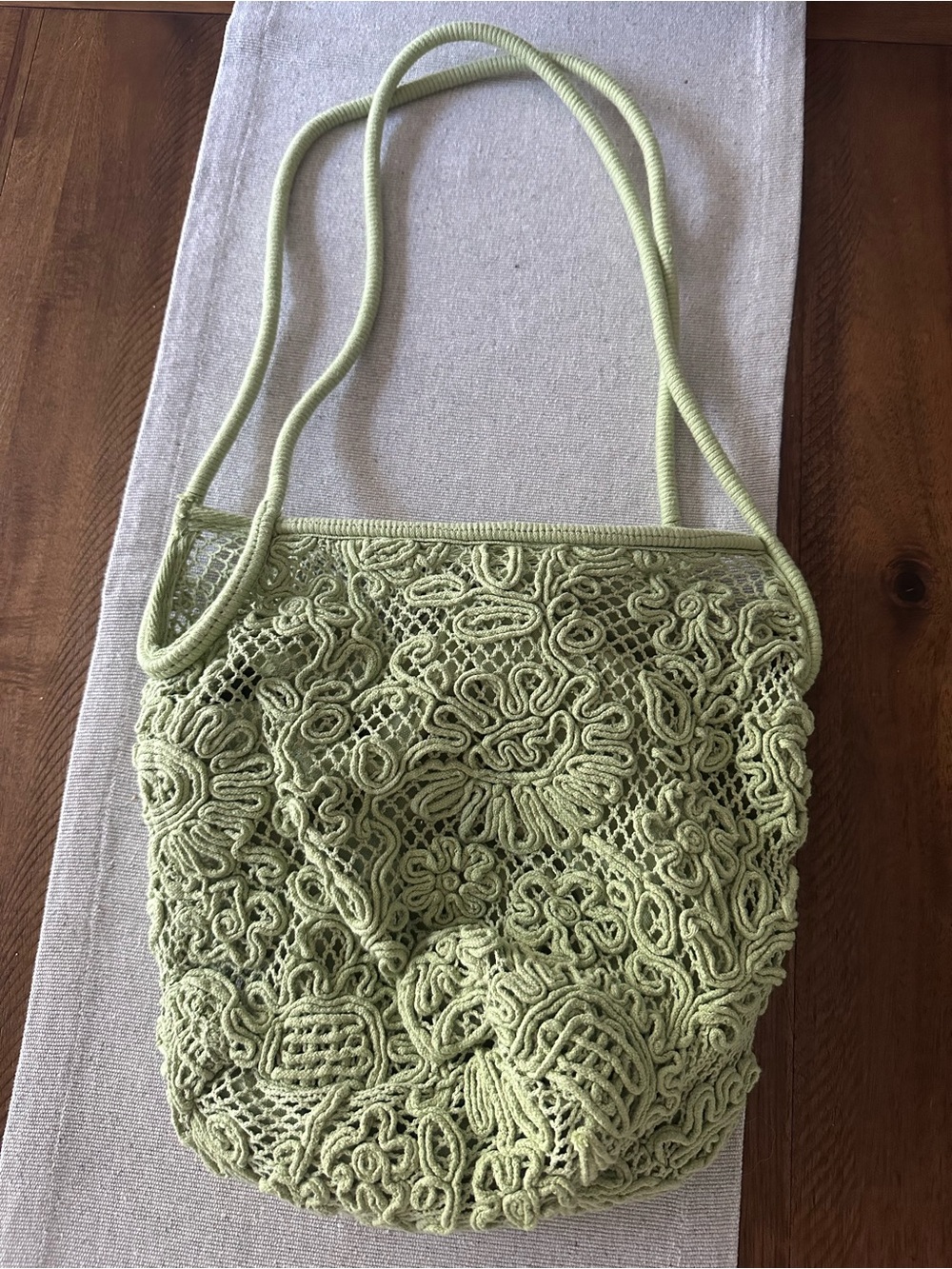 Zara Light Green Crochet Shoulder Bag